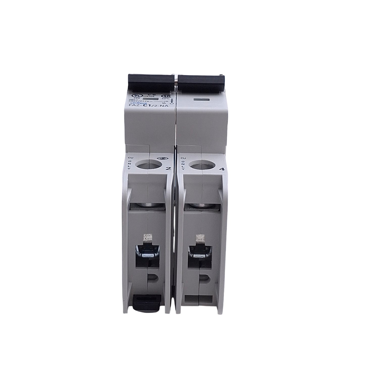 Used Eaton FAZ-C1/2-NA Circuit Breaker, 2-Pole 1A, 480Y/277VAC 48VDC, DIN Rail