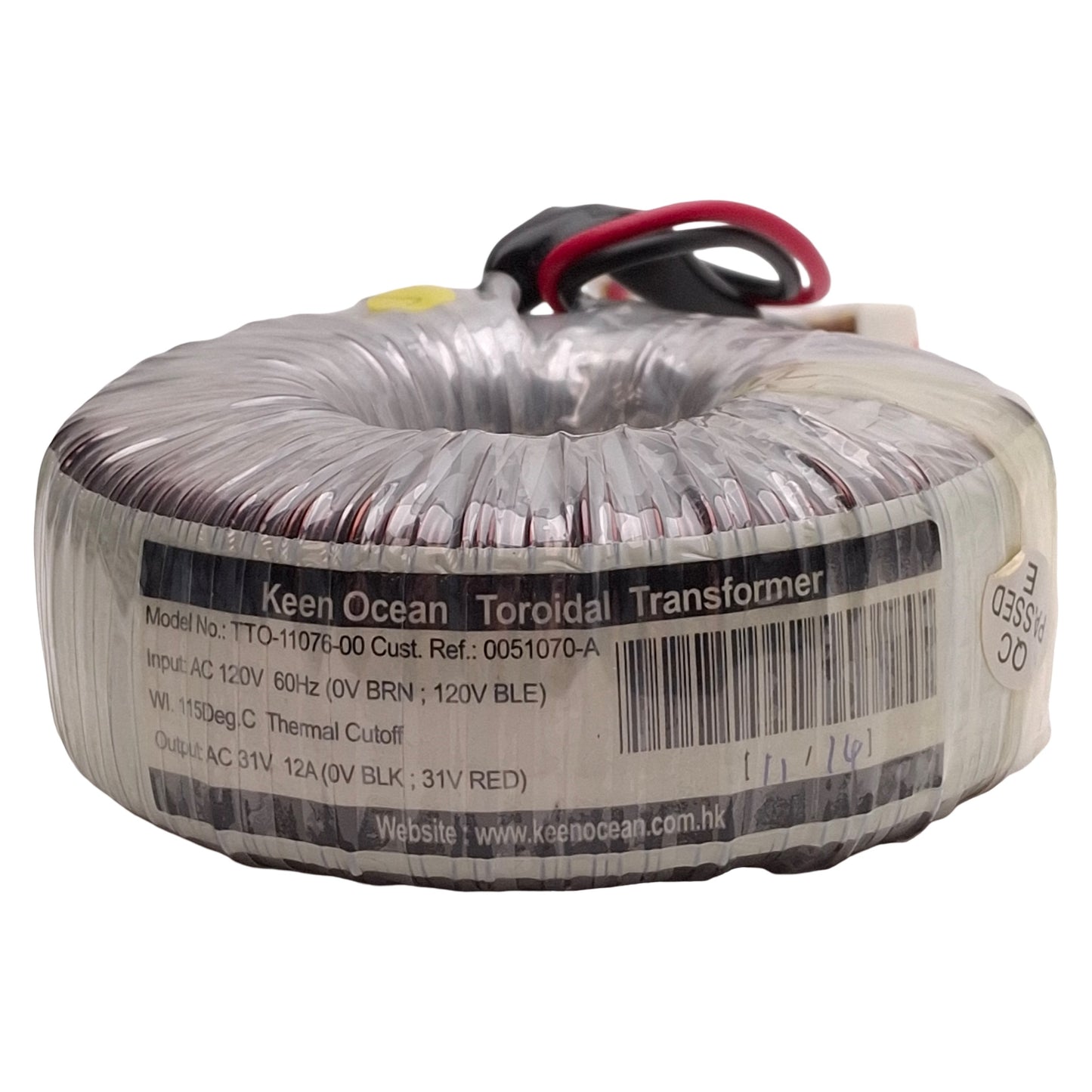 Used Keen Ocean TTO-11076-00 Toroidal Transformer 120VAC 60Hz Prim, 31VAC 12A Sec