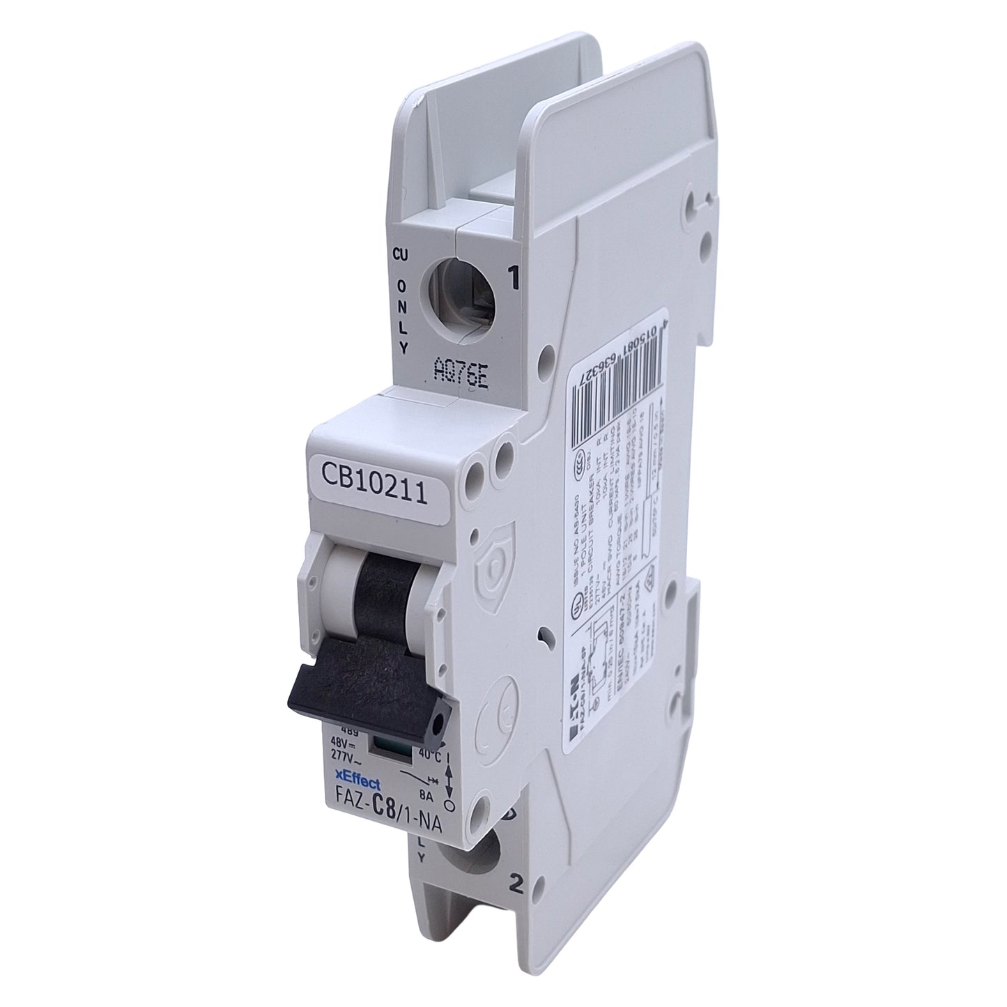 Used Eaton FAZ-C8/1-NA-SP Circuit Breaker 1 Pole, 277v AC 48v DC 8A, 10kA, DIN