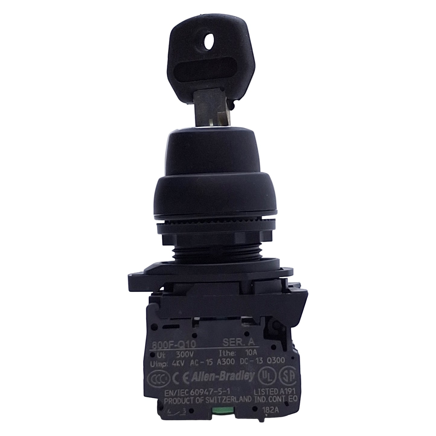 Used Allen Bradley 800FP-KM21 Keyed Selector Switch 2-Position, 22mm, 2NO, w/Key