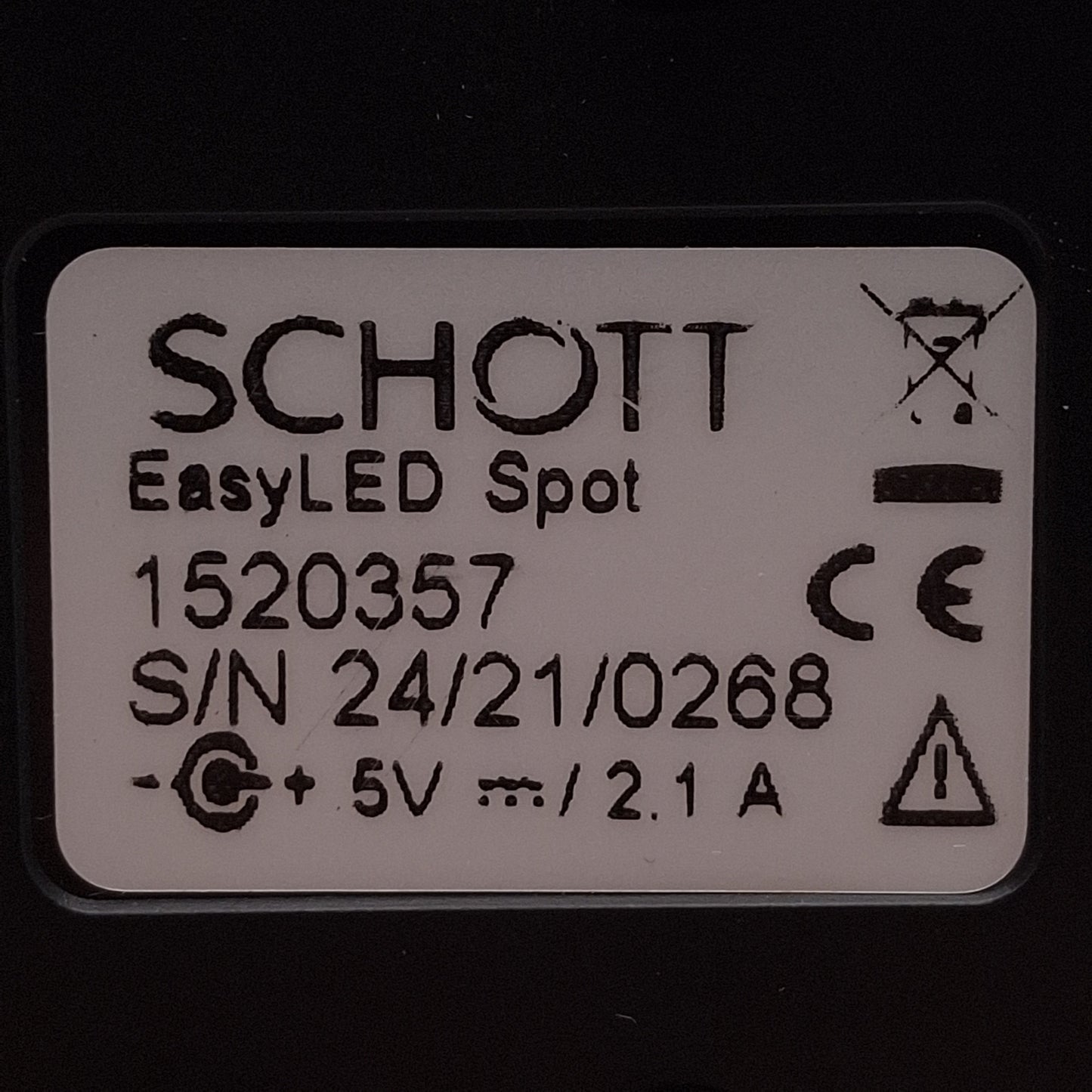 Used Schott 1520357 600.101 EasyLED Spot Light Plus Single, White 5600K, 5VDC