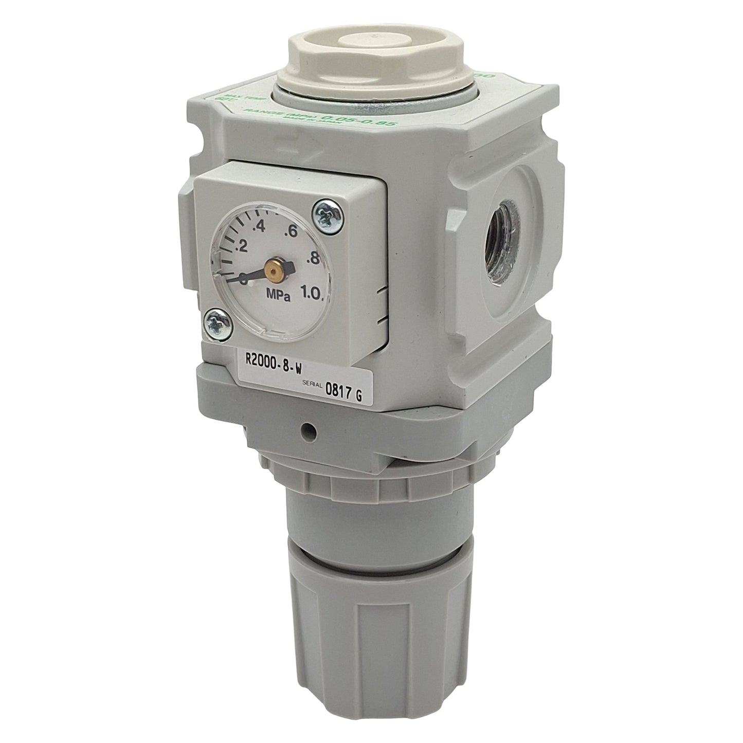 Used CKD R2000-8-W Pneumatic Regulator, 0.05-0.85MPa Set, 1.0MPa Max, Rc1/4