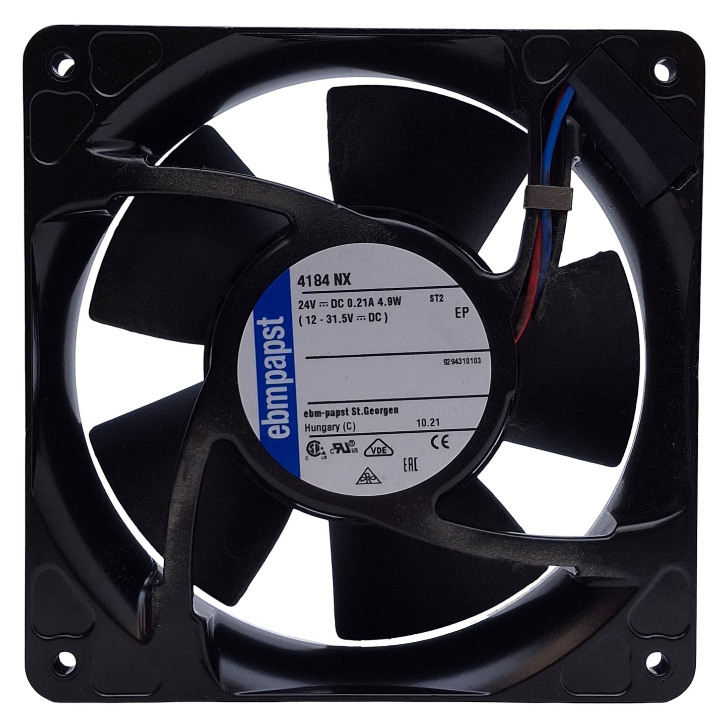 Used EBM Papst 4184 NX DC Axial Compact Fan 24VDC, 4.9W, 119 x 119 x 38mm, 3200rpm