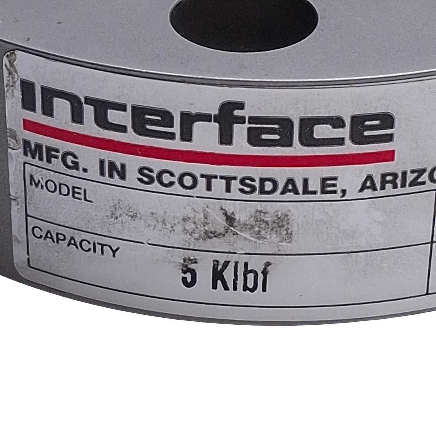 Used Interface 2430BLX-5k Compact Stainless Steel Load Cell 5k lbf, 1/2-20 UNF, 15VDC