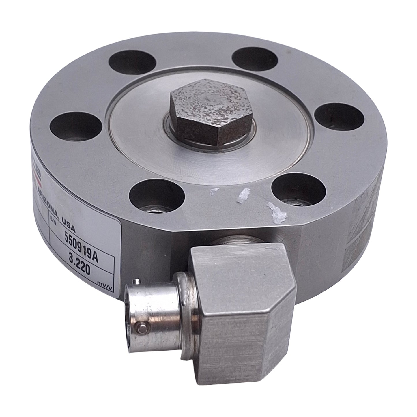 Used Interface 2430BLX-5k Compact Stainless Steel Load Cell 5k lbf, 1/2-20 UNF, 15VDC