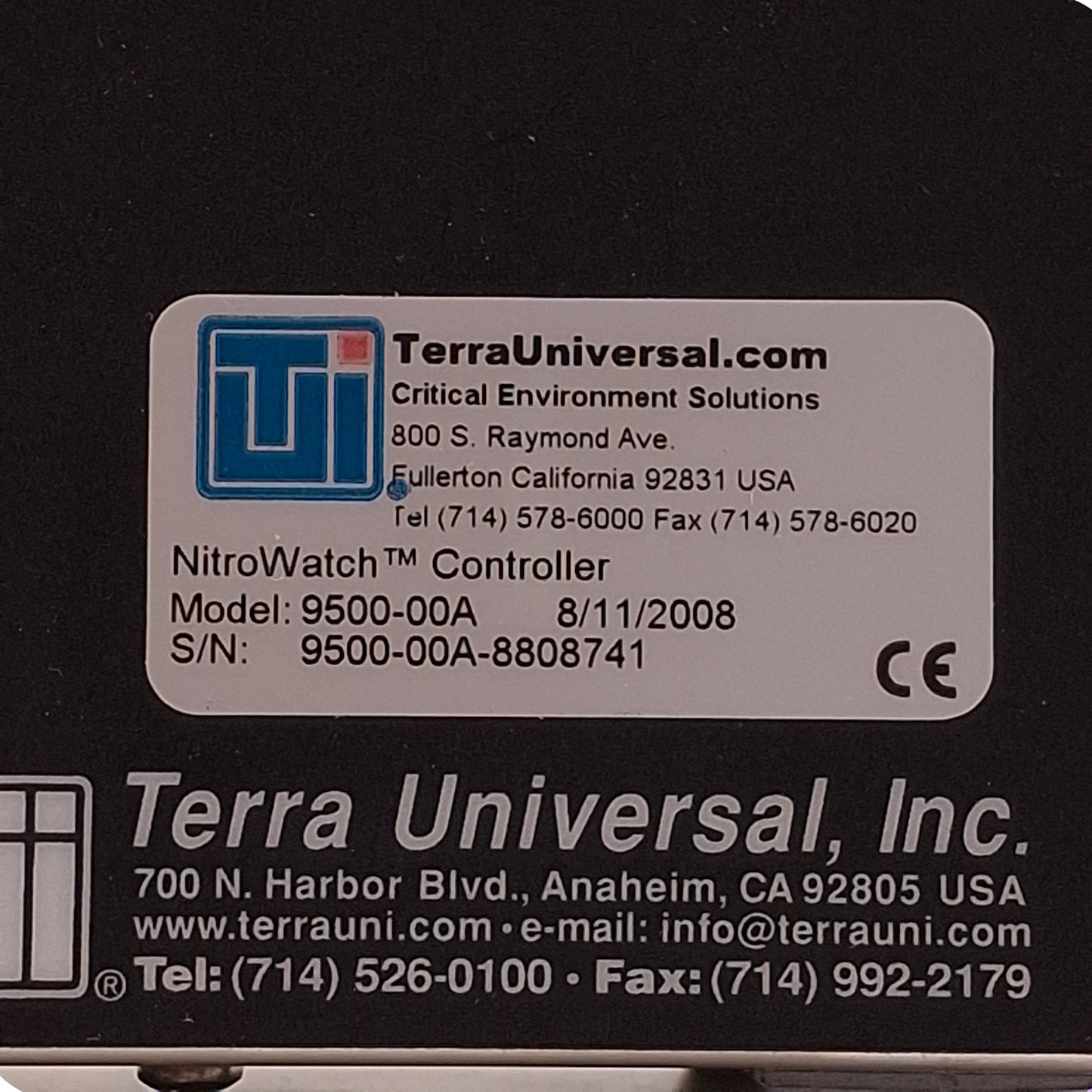 Used Terra Universal 1606-61 Dual Purge w/9500-00A NitroWatch Controller 110/120VAC