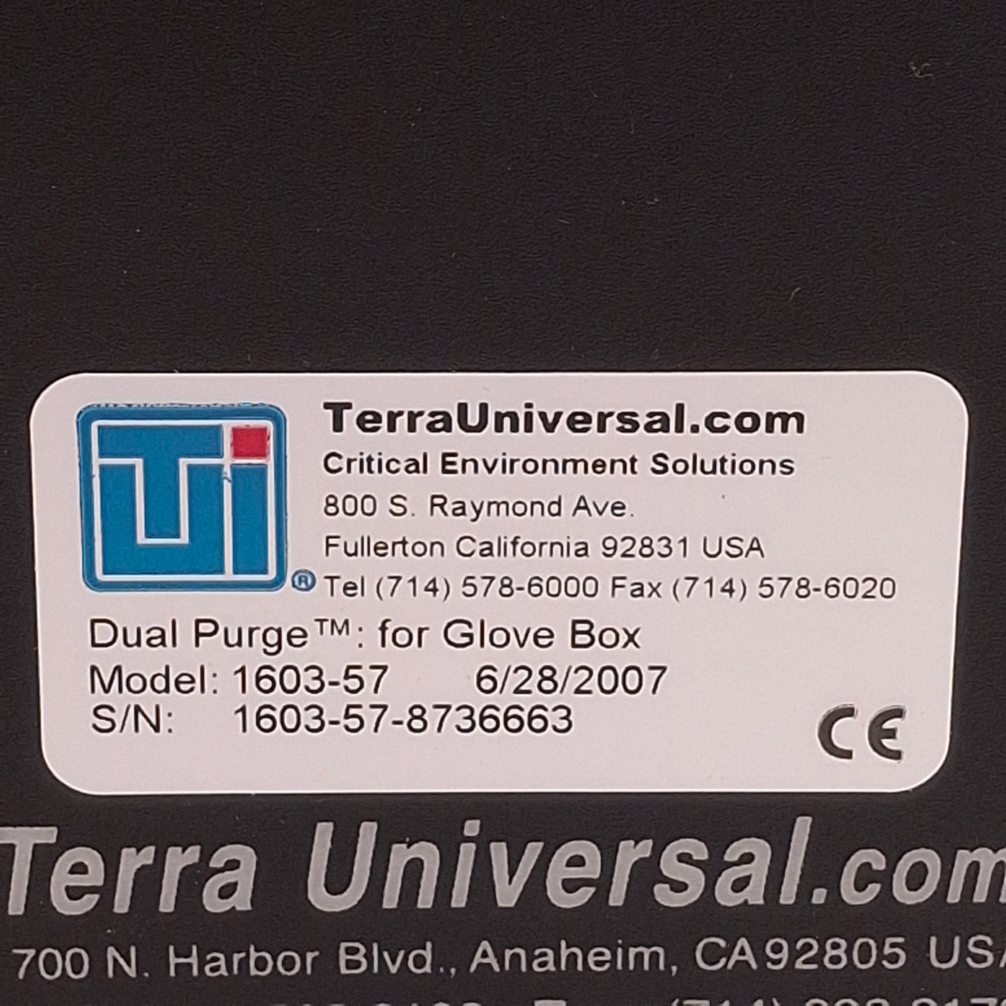 Used Terra Universal 1606-61 Dual Purge w/9500-00A NitroWatch Controller 110/120VAC