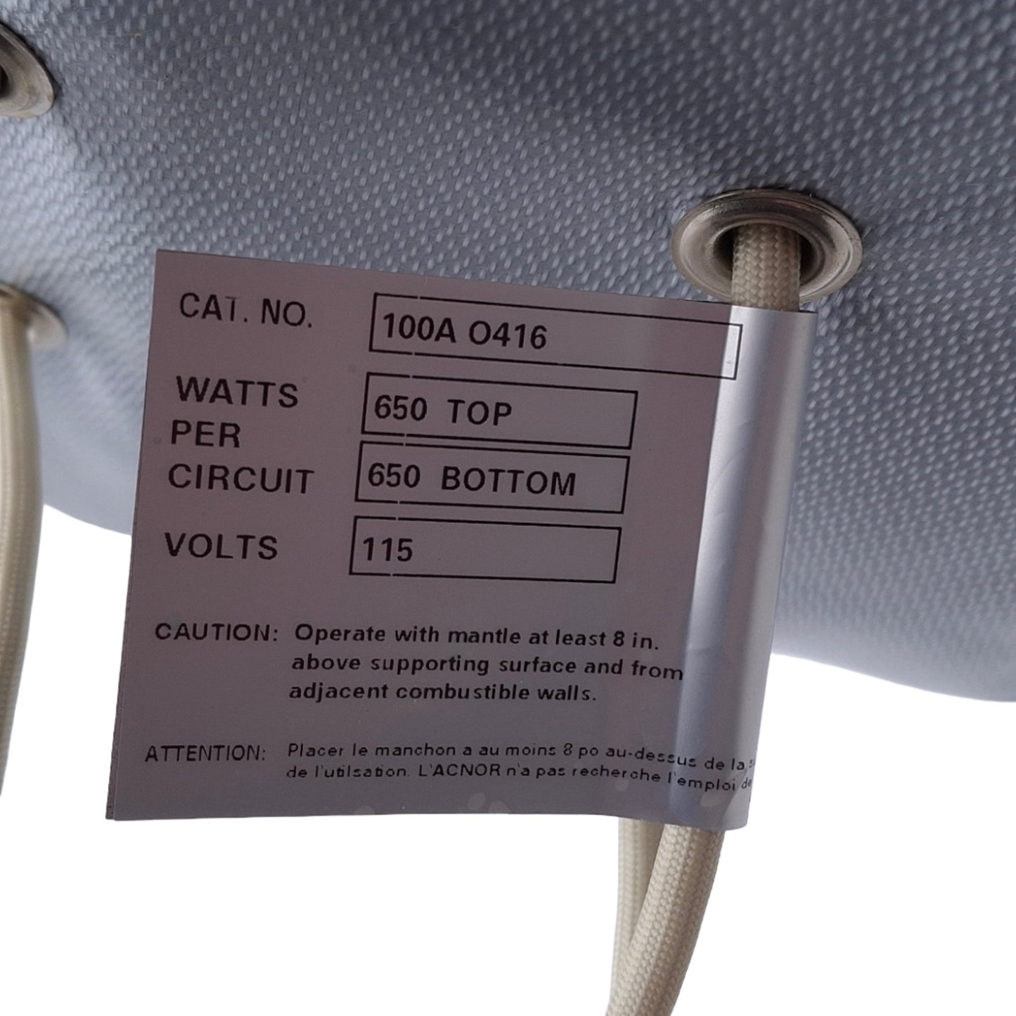 Used Glas-Col 100A O416 Fabric Hemispherical Heating Mantle 115VAC, 650W x 2, 12Liter