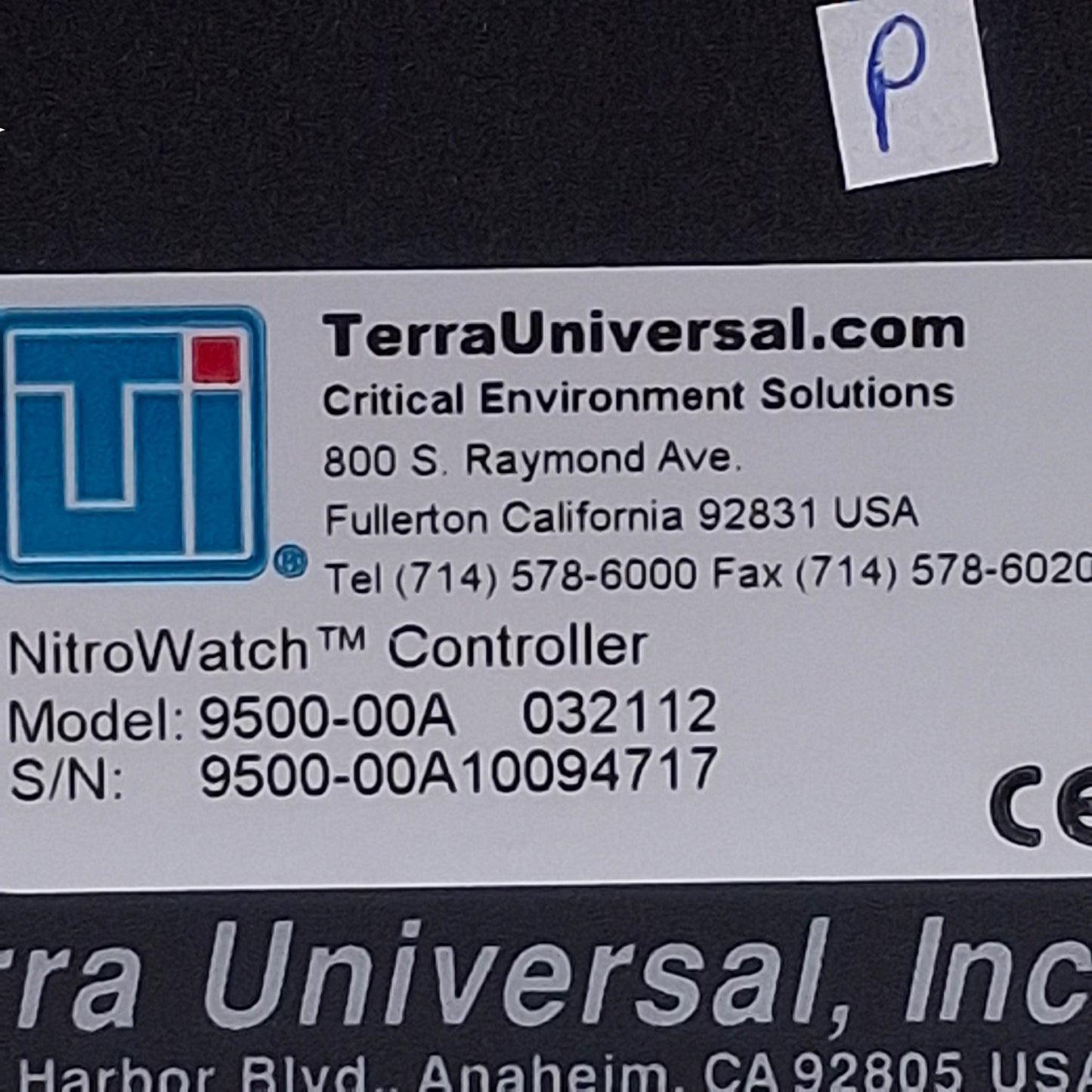 New – Open box Terra Universal 9500-00A NitroWatch Humidity Controller 24VDC, 0-100%RH Range