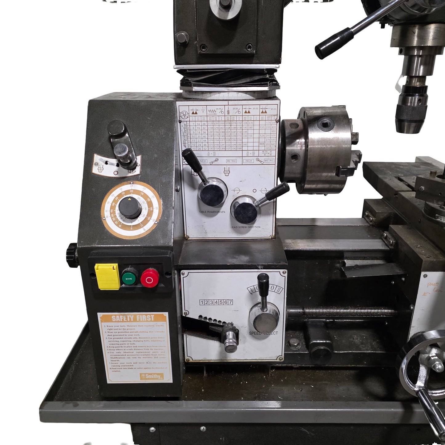 Used Smithy Granite 1324 Lathe Mill Combo 13" Swing, 24" Between Centers, 120VAC