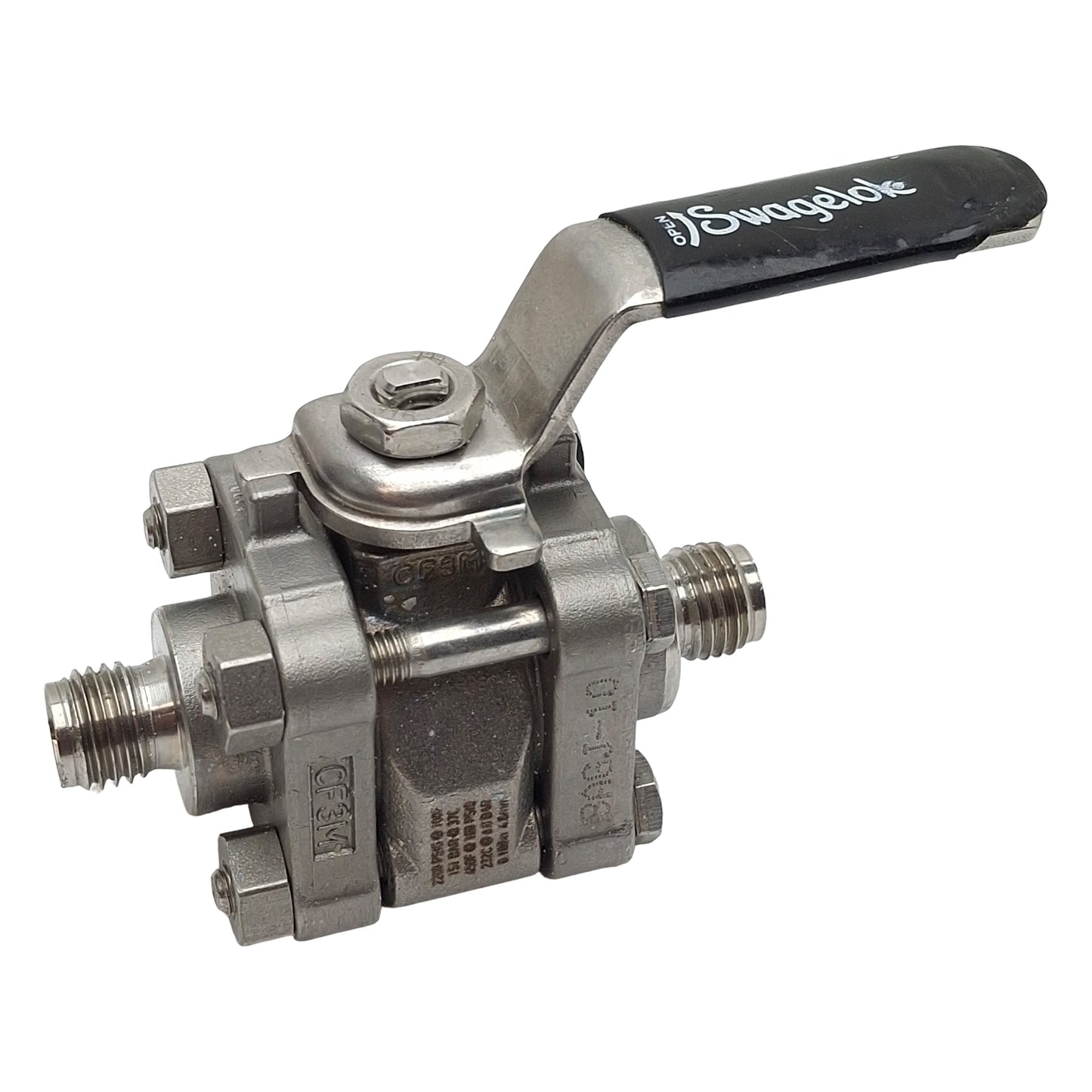 Used Swagelok SS-62TS4 Stainless Steel Ball Valve, ø1/4in x ø1/4in Tube, *No Nuts*