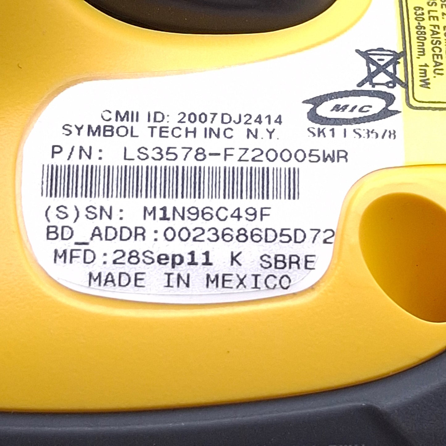 Used Symbol LS3578-FZ20005WR Handheld Wireless Rugged Bluetooth 1D Barcode Scanner