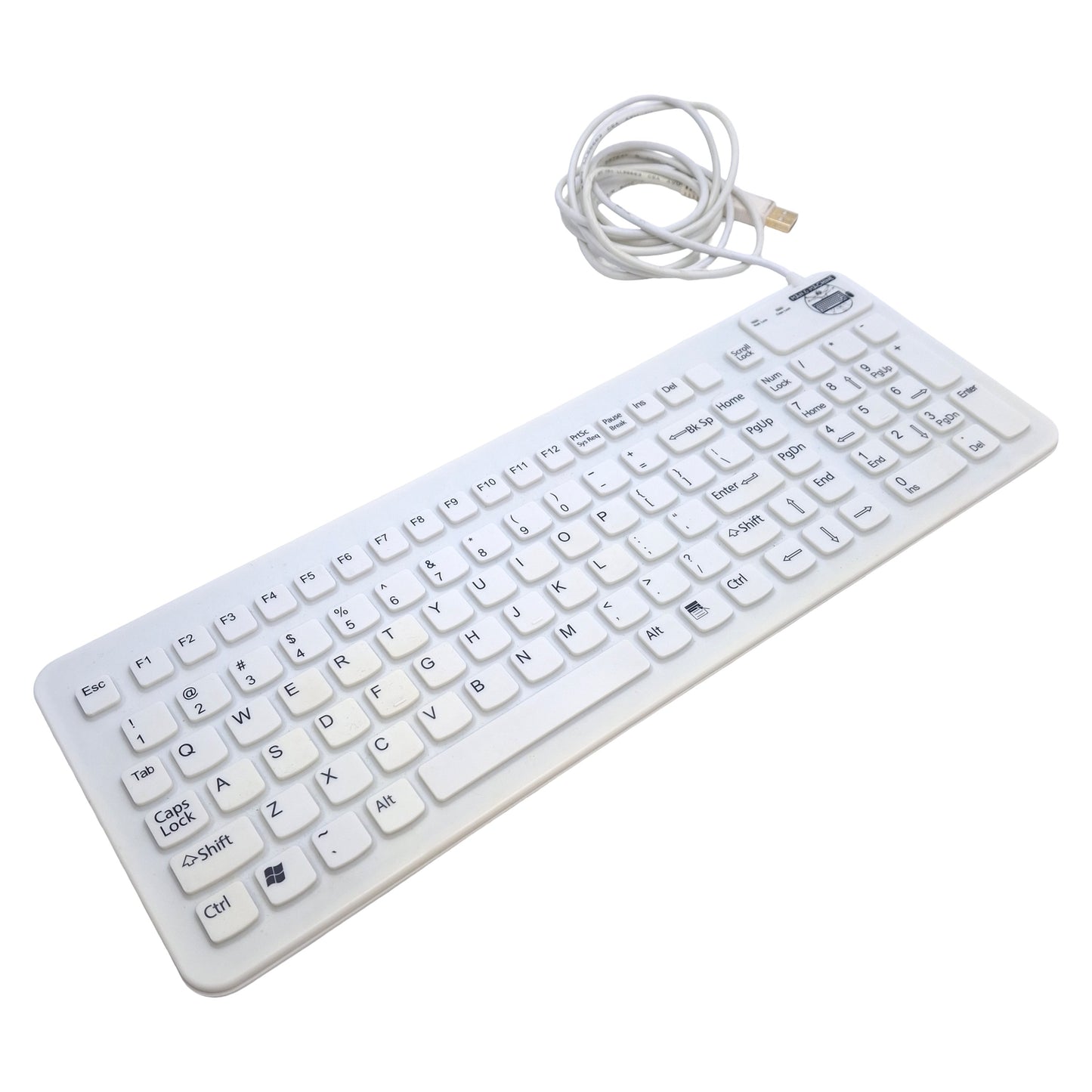 Used Man & Machine Simply Cool Drip Proof Full Size Keyboard USB, 15x5.5in, 6ft Cable