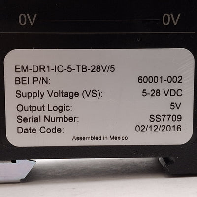 Used BEI EM-DR1-IC-5-TB-28V/5 Optical Isolator Module, 5-28VDC Supply, 5VDC Output