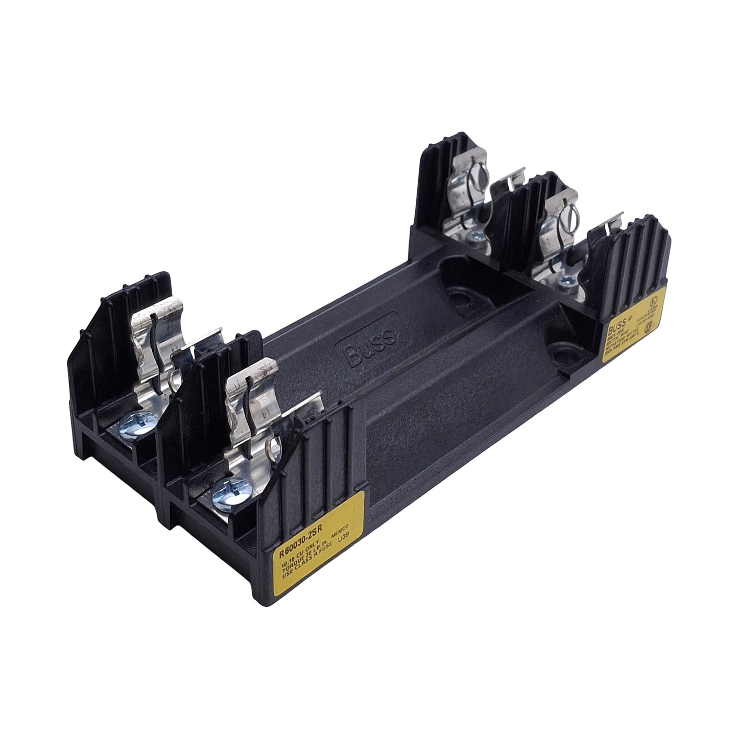 Used Bussmann R60030-2SR Fuse Holder Block, 2-Poles, Class R Fuse, 600VAC 30Amps