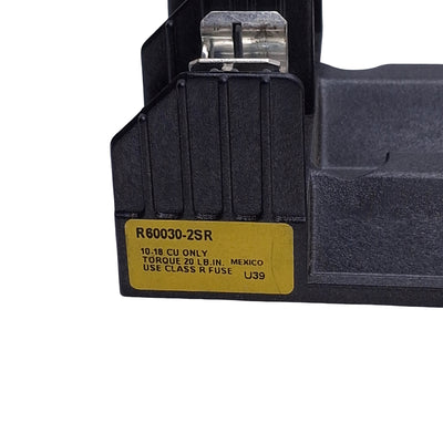 Used Bussmann R60030-2SR Fuse Holder Block, 2-Poles, Class R Fuse, 600VAC 30Amps