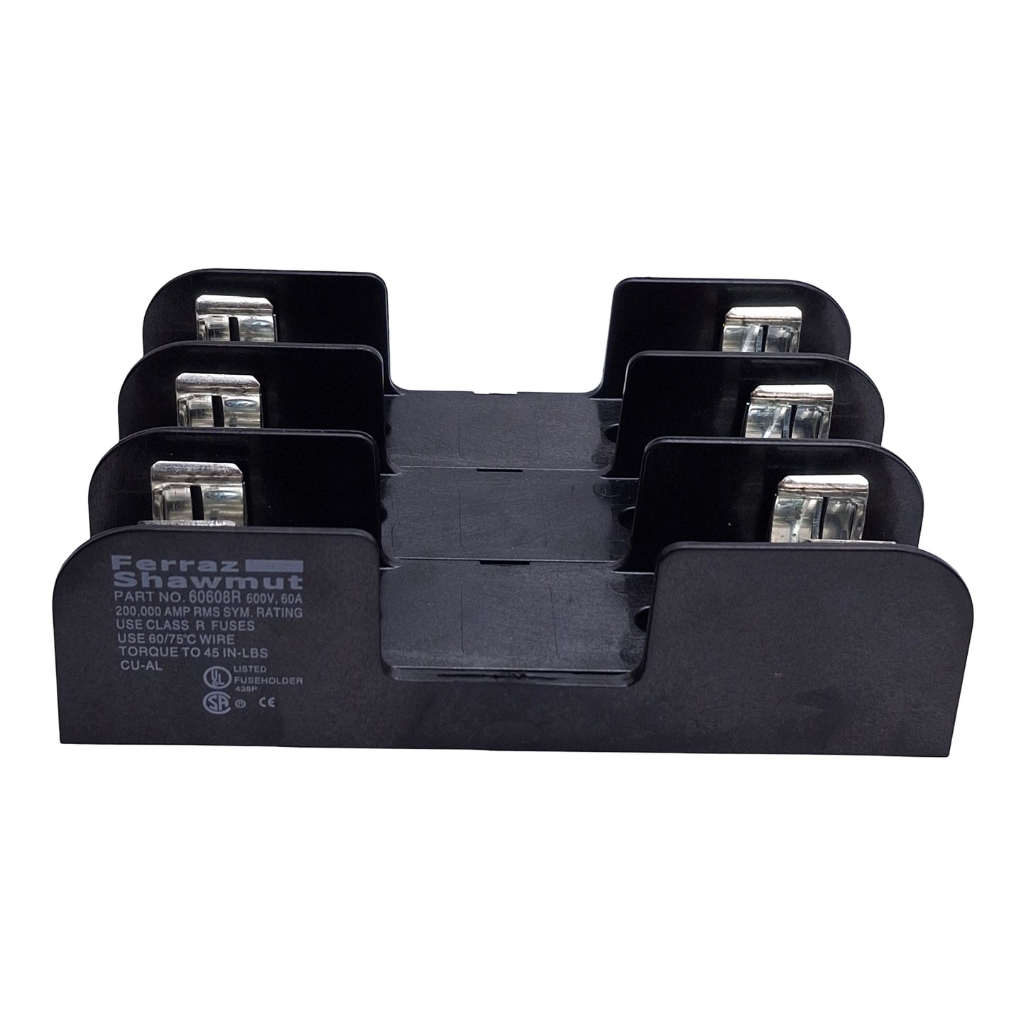 Used Ferraz Shawmut Mersen 60608R Fuse Holder Block, 3-Pole, Class RK1/5 Fuse, 60A