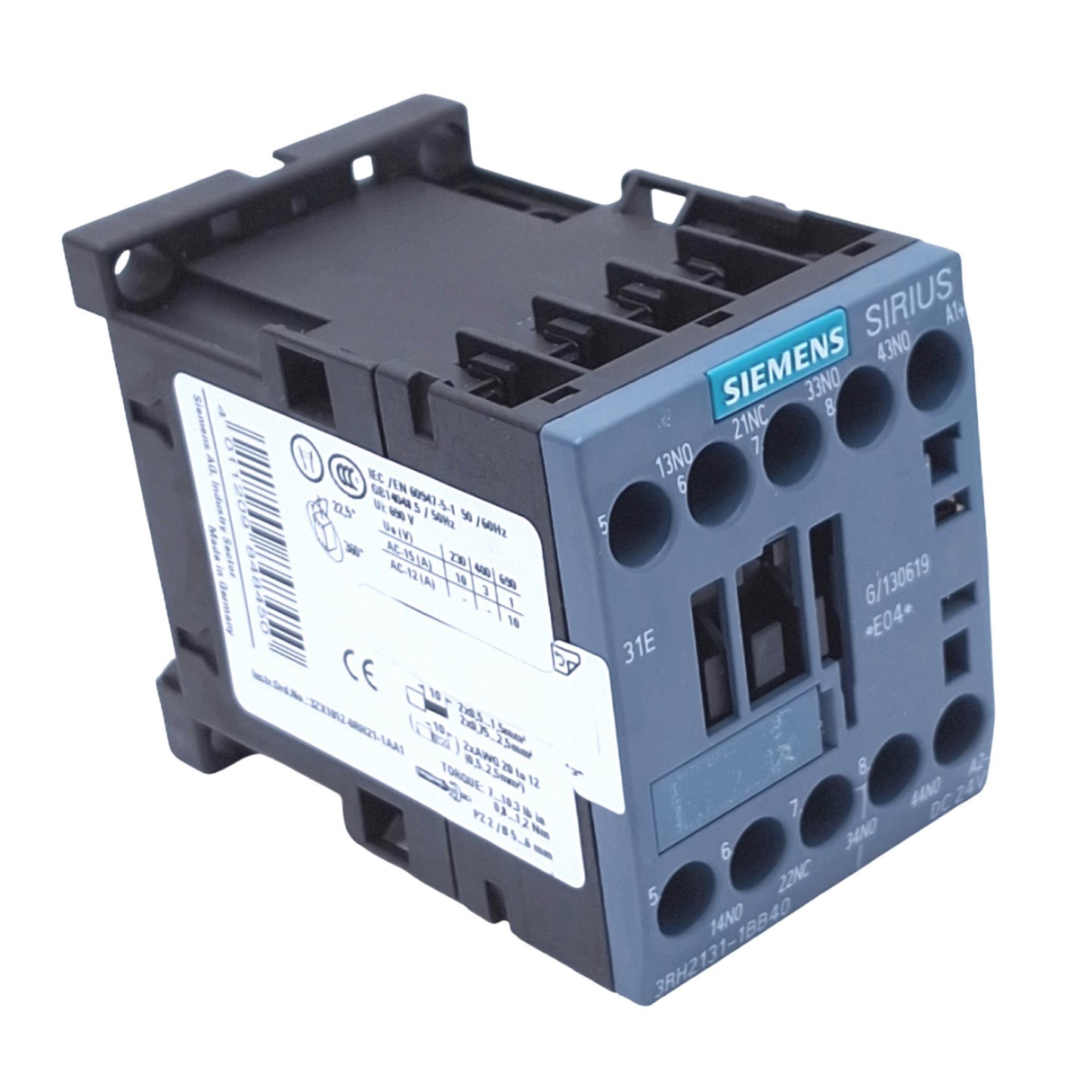 Used Siemens 3RH2131-1BB40 SIRIUS Control Relay, 3NO 1NC, 10A Max, 24VDC Coil