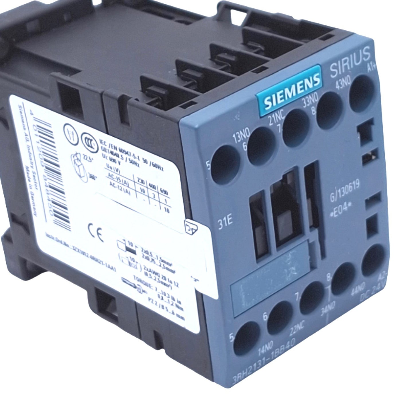 Used Siemens 3RH2131-1BB40 SIRIUS Control Relay, 3NO 1NC, 10A Max, 24VDC Coil
