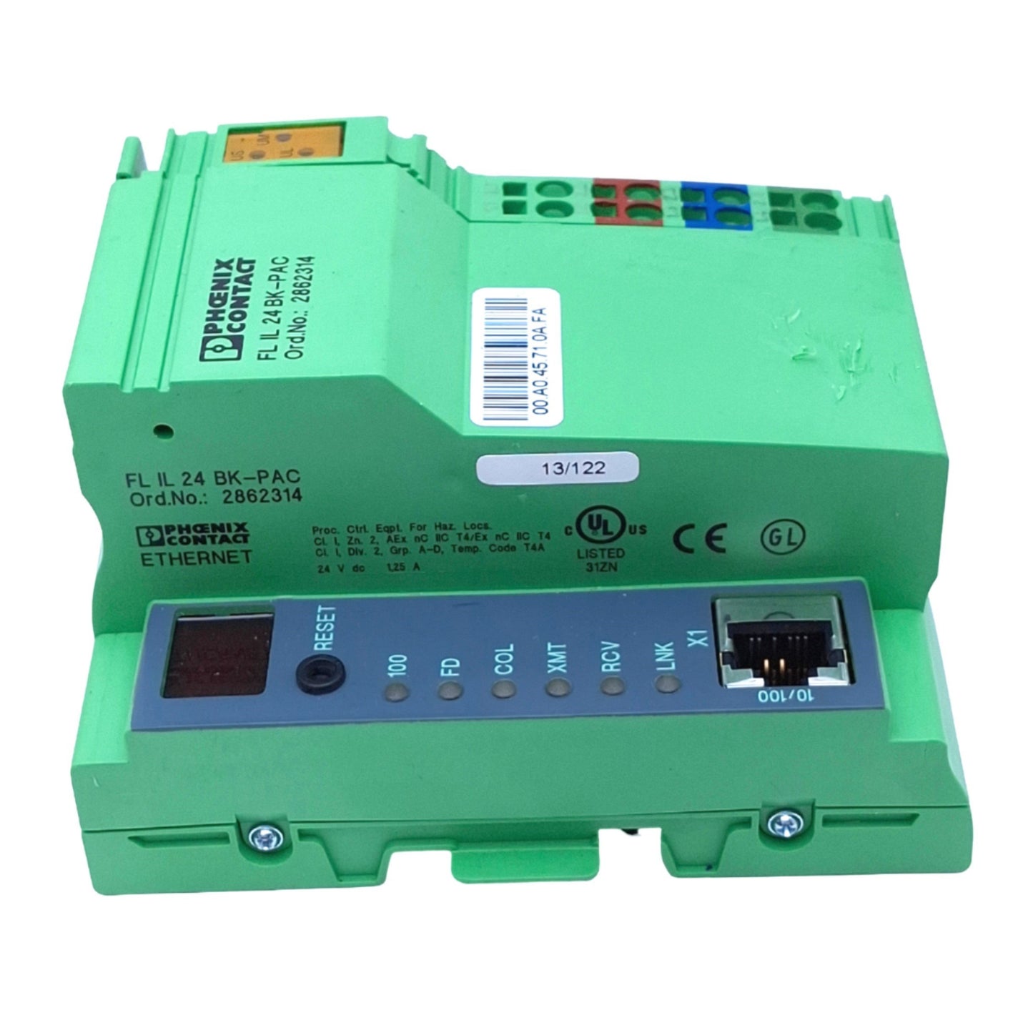 Used Phoenix Contact 2862314 FL IL 24 BK-PAC Ethernet Bus Coupler, 10/100Mbps, 24VDC