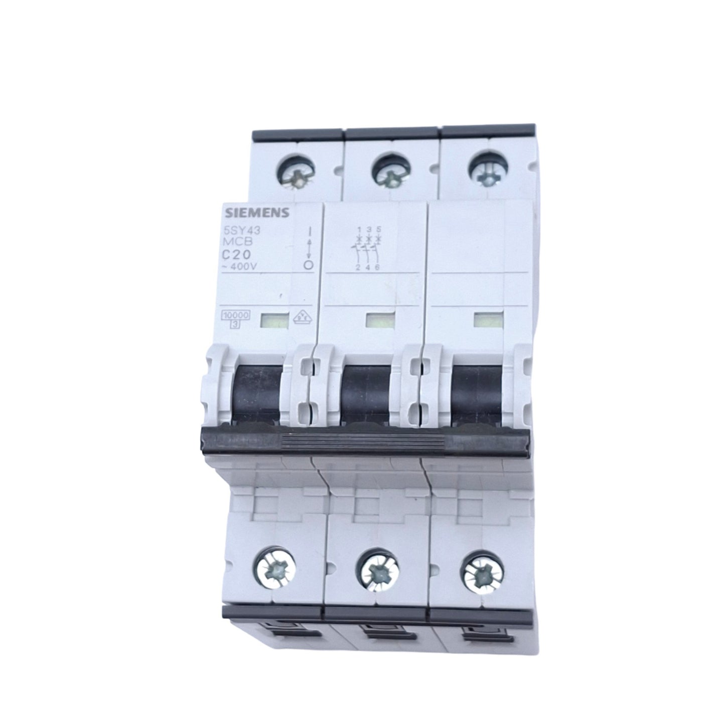 Used Siemens 5SY4320-7 Circuit Breaker, 3-Pole 20A, 400VAC Max, DIN Rail