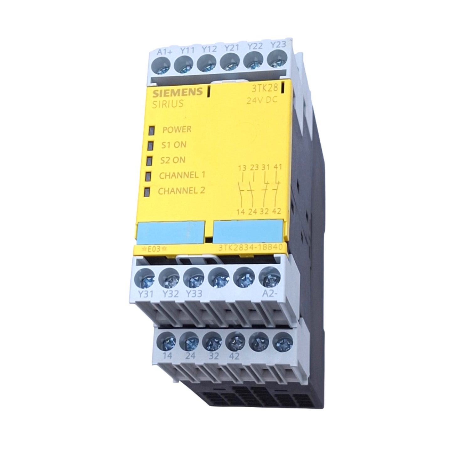 Used Siemens 3TK2834-1BB40 SIRIUS Safety Relay, 2NO 2NC, 24VDC In, DIN Rail