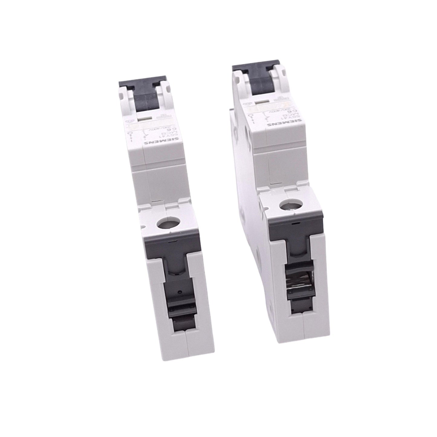 Used Lot of 2 Siemens 5SY4106-7 Circuit Breakers, 1-Pole 6A, 230/400VAC Max, DIN Rail