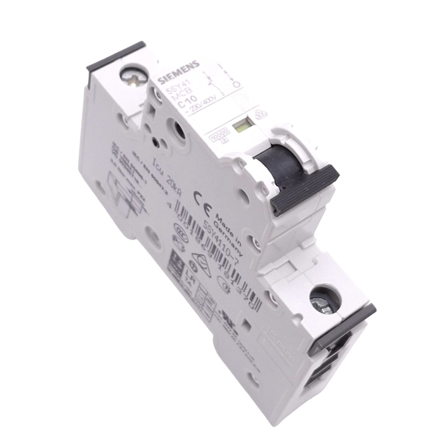 Used Siemens 5SY4110-7 Circuit Breaker, 1-Pole 10A, 230/400VAC Max, DIN Rail