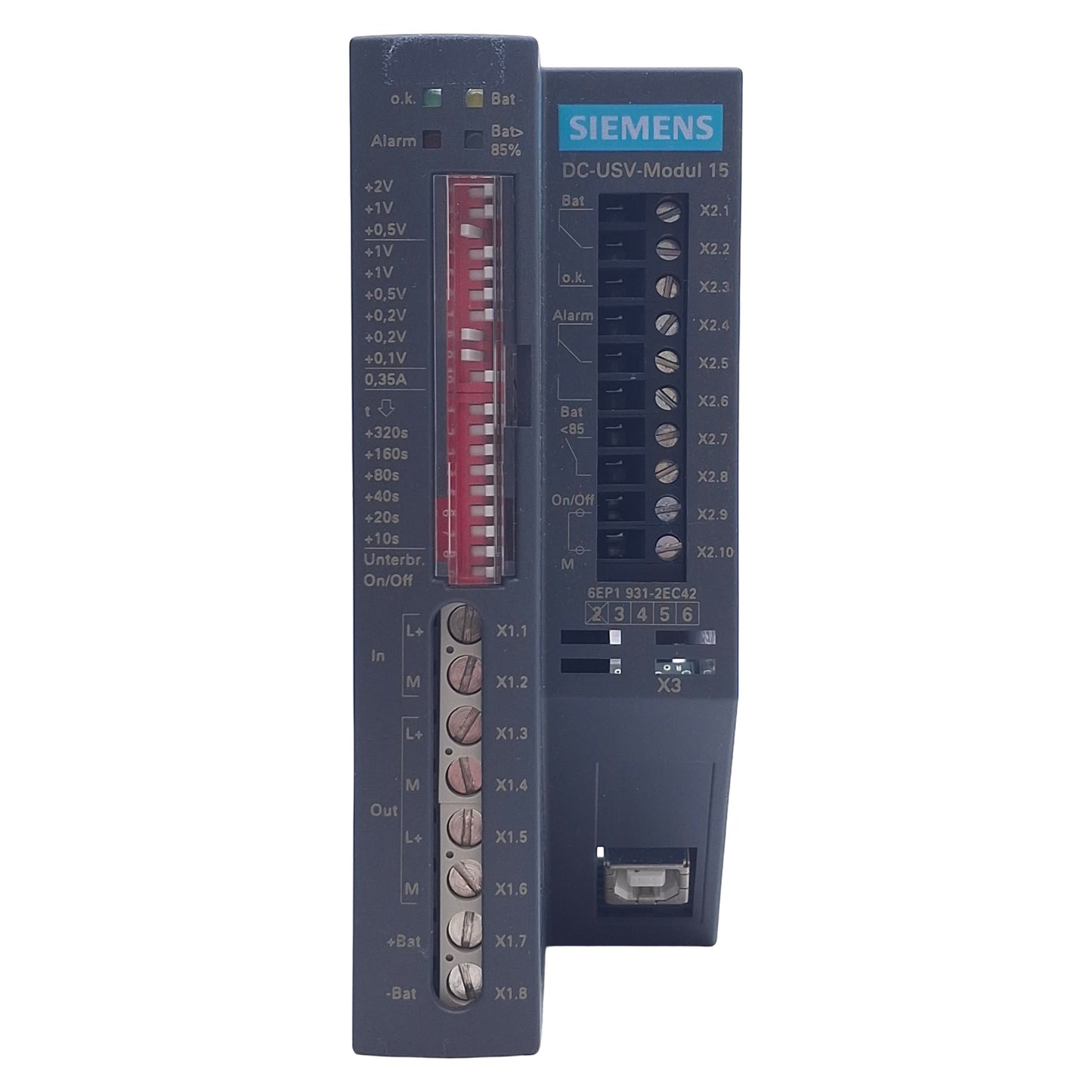 Used Siemens 6EP1931-2EC42 Power Supply Module 24VDC 16A In, 25VDC 15A Out, DIN Rail