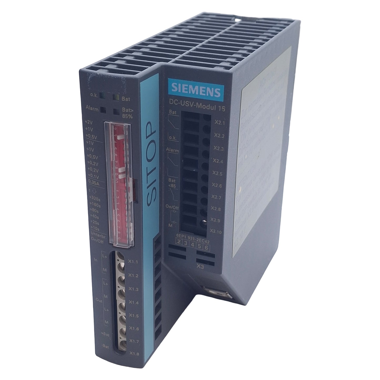 Used Siemens 6EP1931-2EC42 Power Supply Module 24VDC 16A In, 25VDC 15A Out, DIN Rail