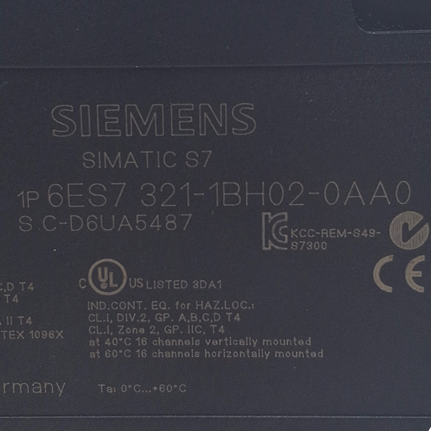 Used Siemens 6ES7321-1BH02-0AA0 Digital Input Module 16-Points, 7mA Signal, 24VDC