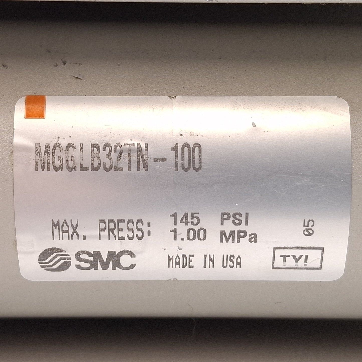 Used SMC MGGLB32TN-100 Guided Cylinder, ø32mm Bore, 100mm Stroke, 145psi, 1/8in NPT