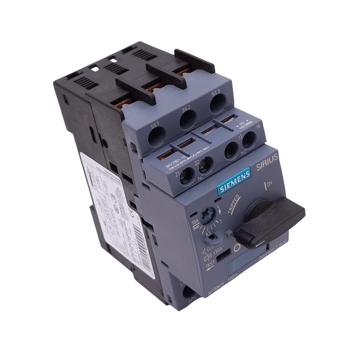 Used Siemens 3RV2021-1JA10 SIRIUS Motor Circuit Breaker, 3-Pole 7-10A, 690VAC Max