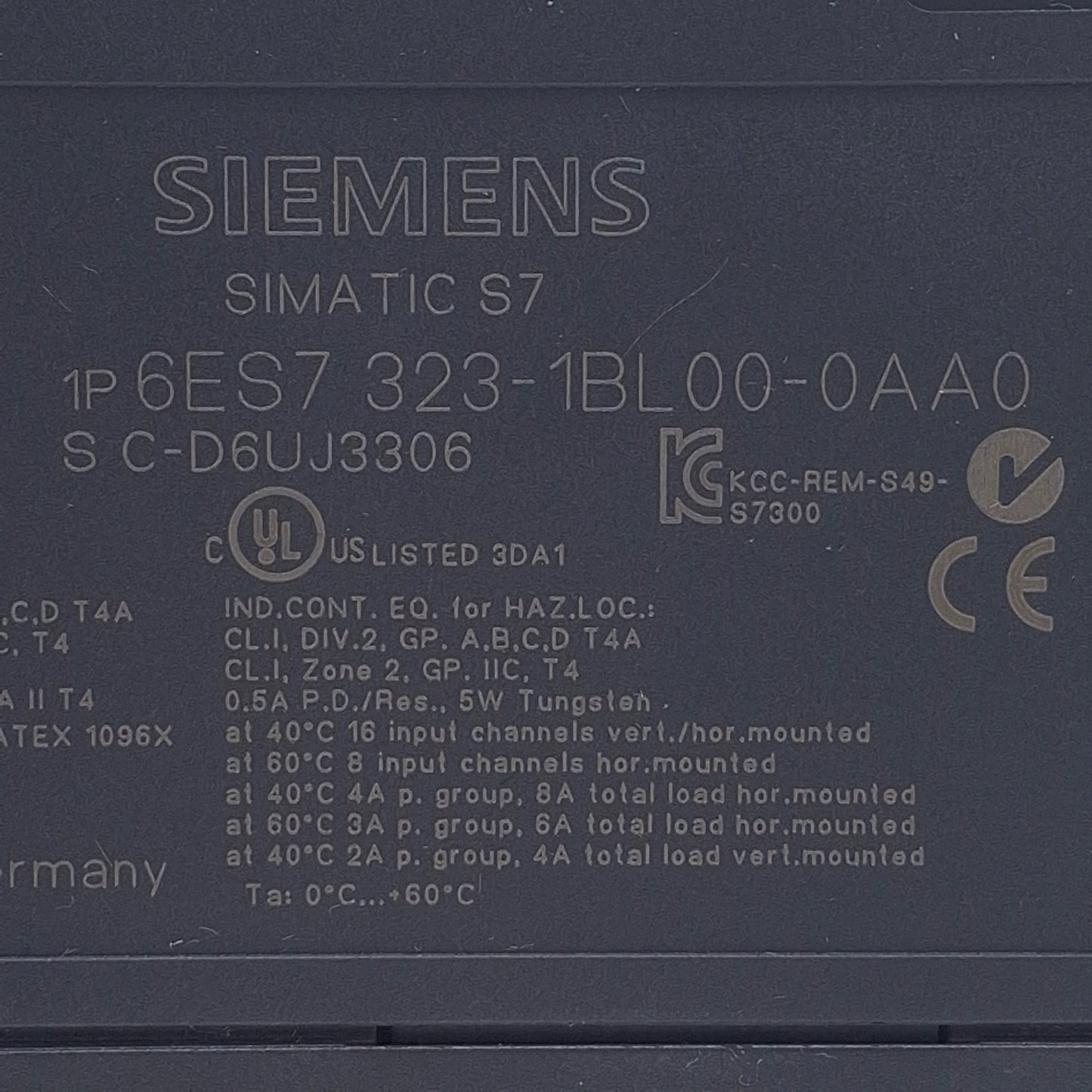 Used Siemens 6ES7323-1BL00-0AA0 Digital I/O Module 16 Inputs/Outputs, 24VDC, DIN Rail
