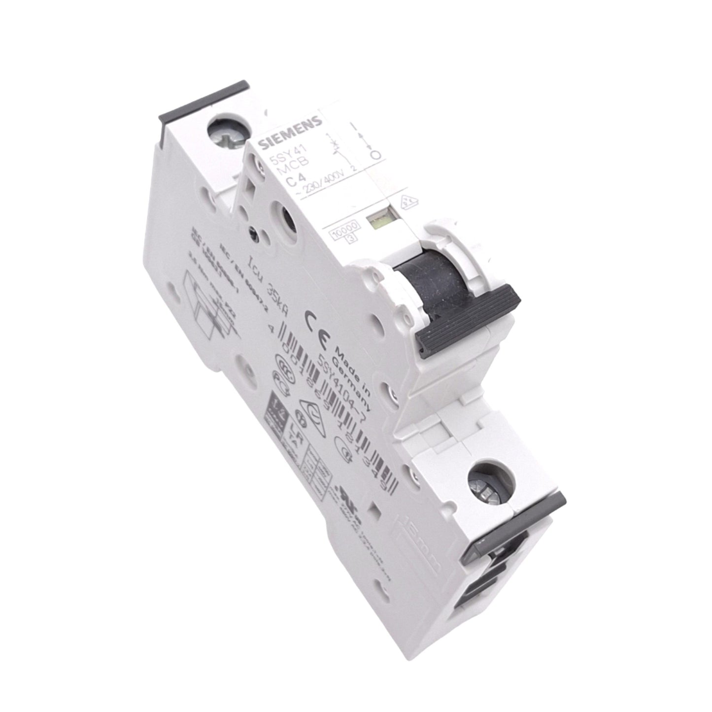 Used Siemens 5SY4104-7 Circuit Breaker, 1-Pole 4A, 230/400VAC Max, DIN Rail