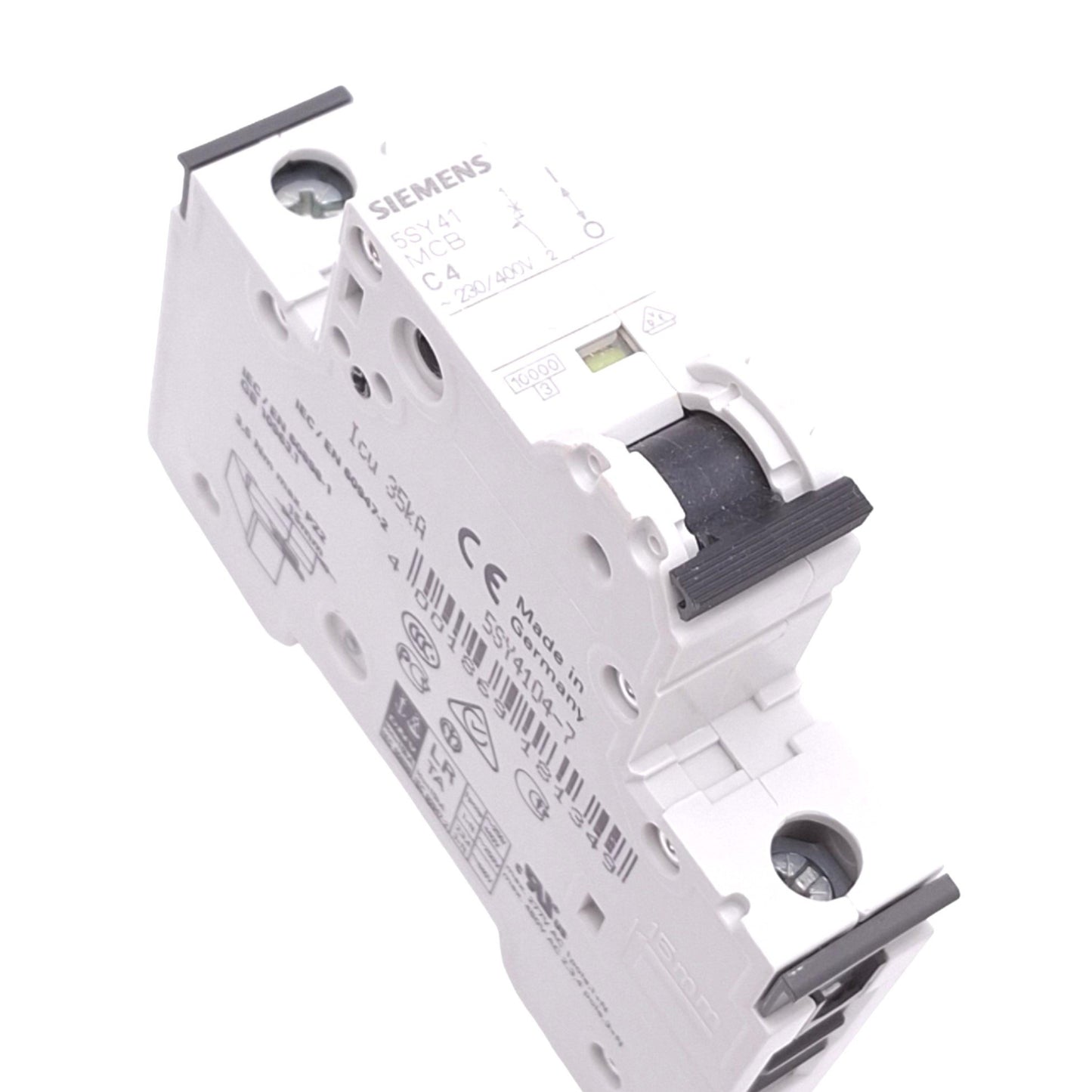 Used Siemens 5SY4104-7 Circuit Breaker, 1-Pole 4A, 230/400VAC Max, DIN Rail