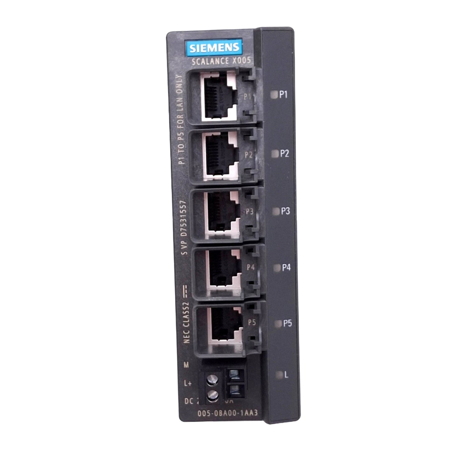 Used Siemens 005-0BA00-1AA3 SCALANCE X005 SIMATIC Ethernet Switch, 5-Port, 24VDC