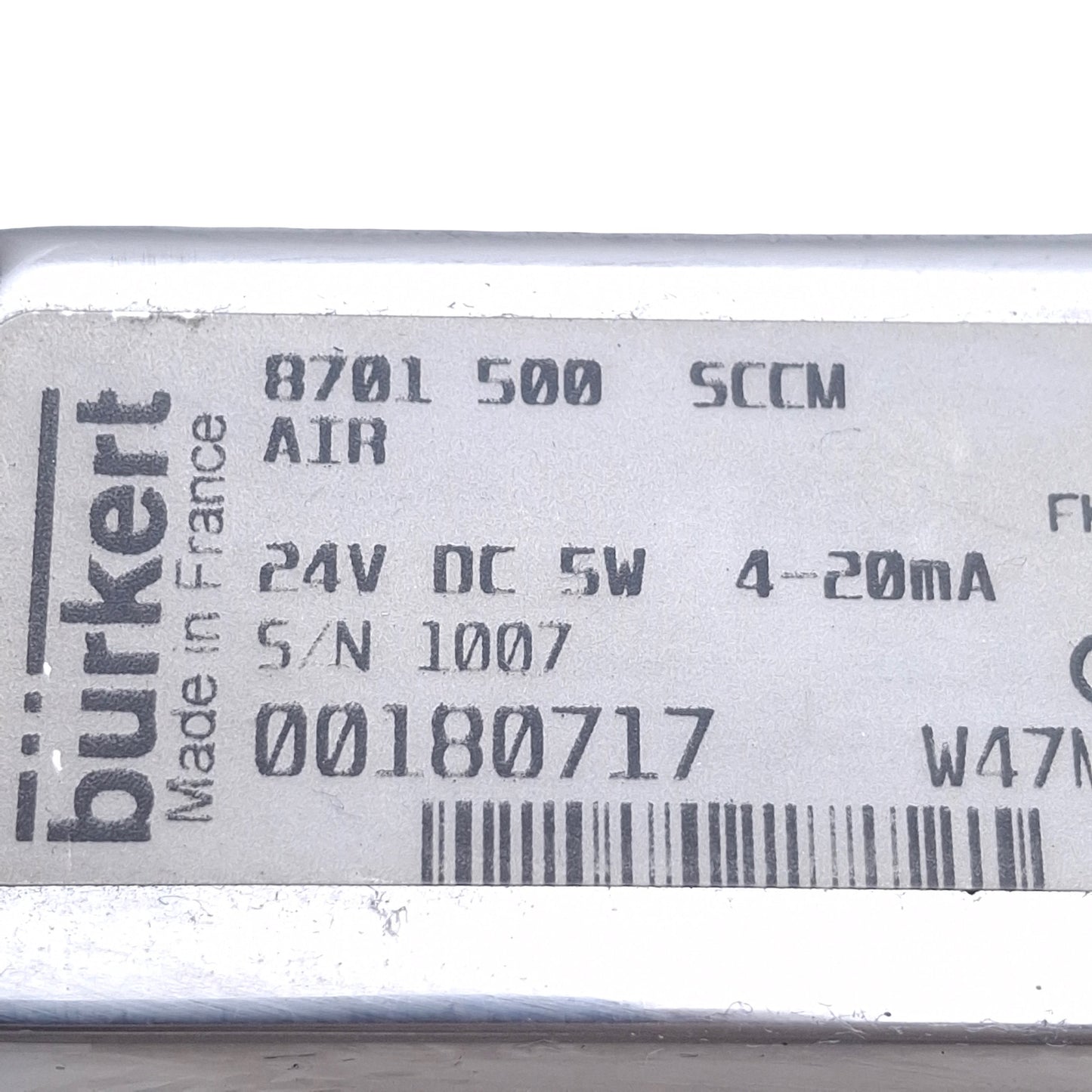 Used Burkert 8701 Mass Flow Meter For Gases, 10bar Max, 24VDC, D-Sub 15-Pin, G 1/4