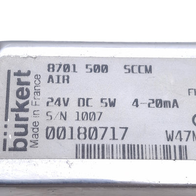 Used Burkert 8701 Mass Flow Meter For Gases, 10bar Max, 24VDC, D-Sub 15-Pin, G 1/4
