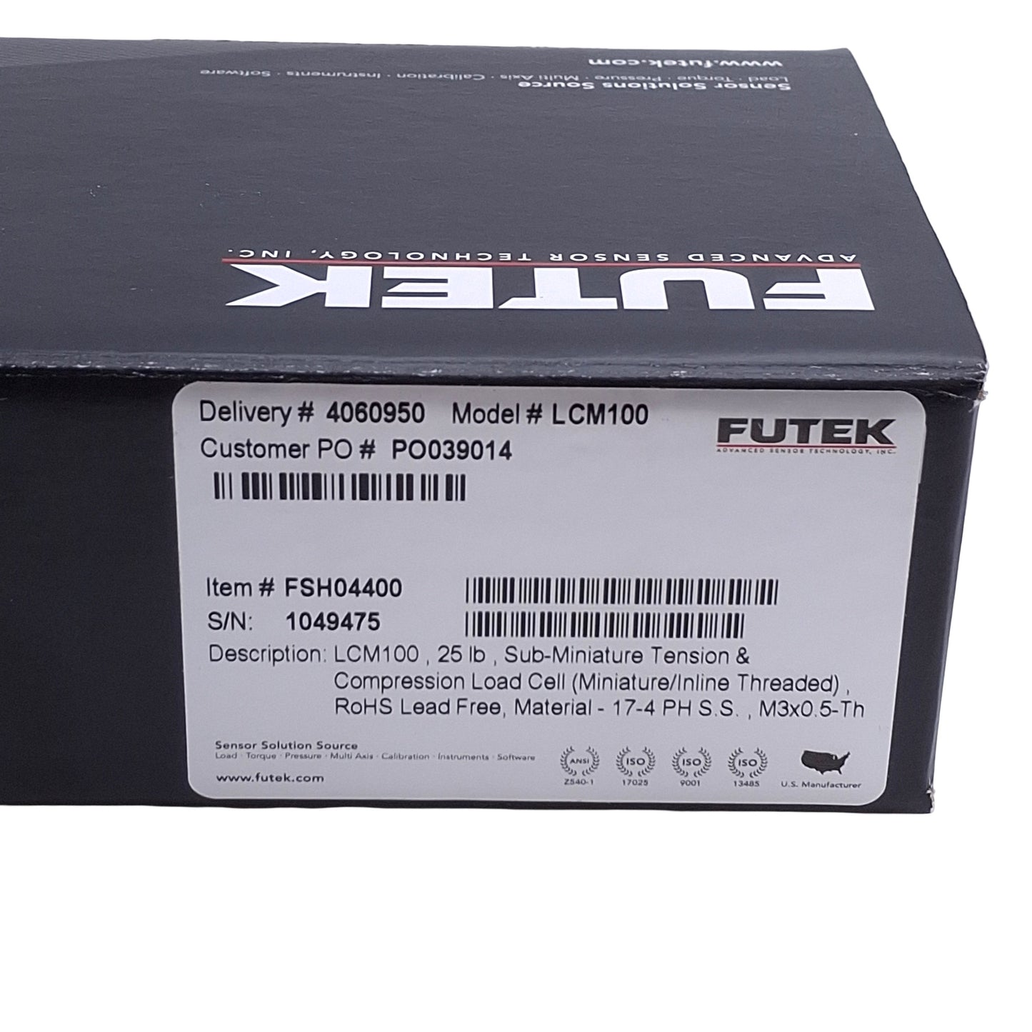 New Futek LCM100 Miniature In Line Load Cell 1000g Capacity 10VAC/DC, 1mV/V, 2x M3