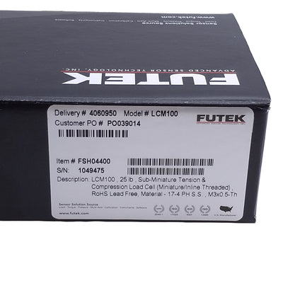 New Futek LCM100 Miniature In Line Load Cell 1000g Capacity 10VAC/DC, 1mV/V, 2x M3