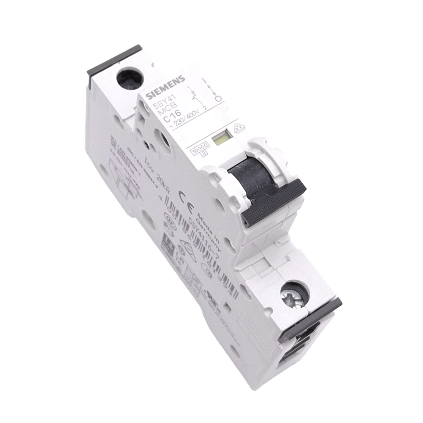 Used Siemens 5SY4116-7 Circuit Breaker, 1-Pole 16A, 230/400VAC Max, DIN Rail