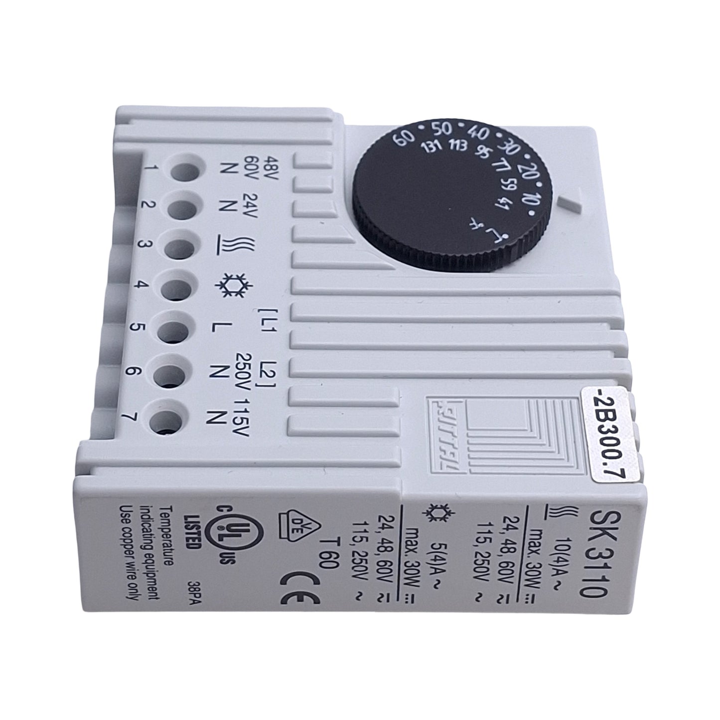 Used Rittal SK3110 Enclosure Internal Thermostat, 5-60°C Set, 24-230VAC/24-60VDC