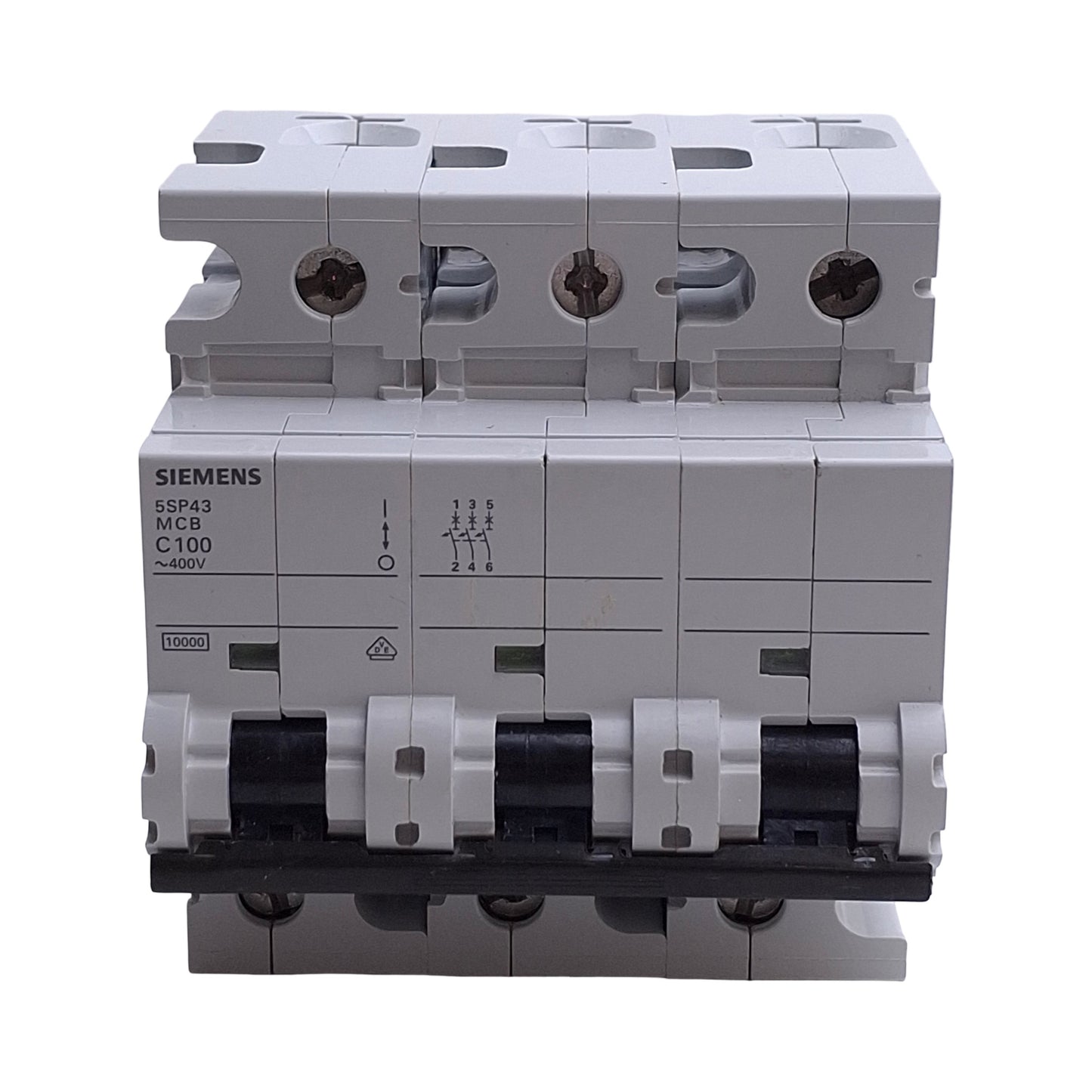 Used Siemens 5SP4391-7 Mini Circuit Breaker, 3-Pole, 100A, 400VAC, DIN Rail Mount