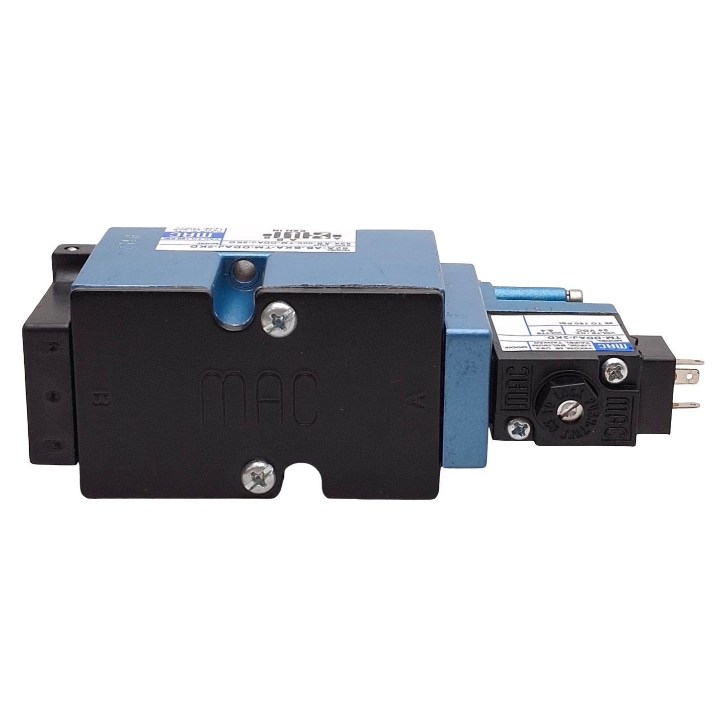 Used Mac 82A-AB-000-TM-DAJ-2KD Solenoid Valve, 4/2-Way, 25-150psi, 24VDC Coil