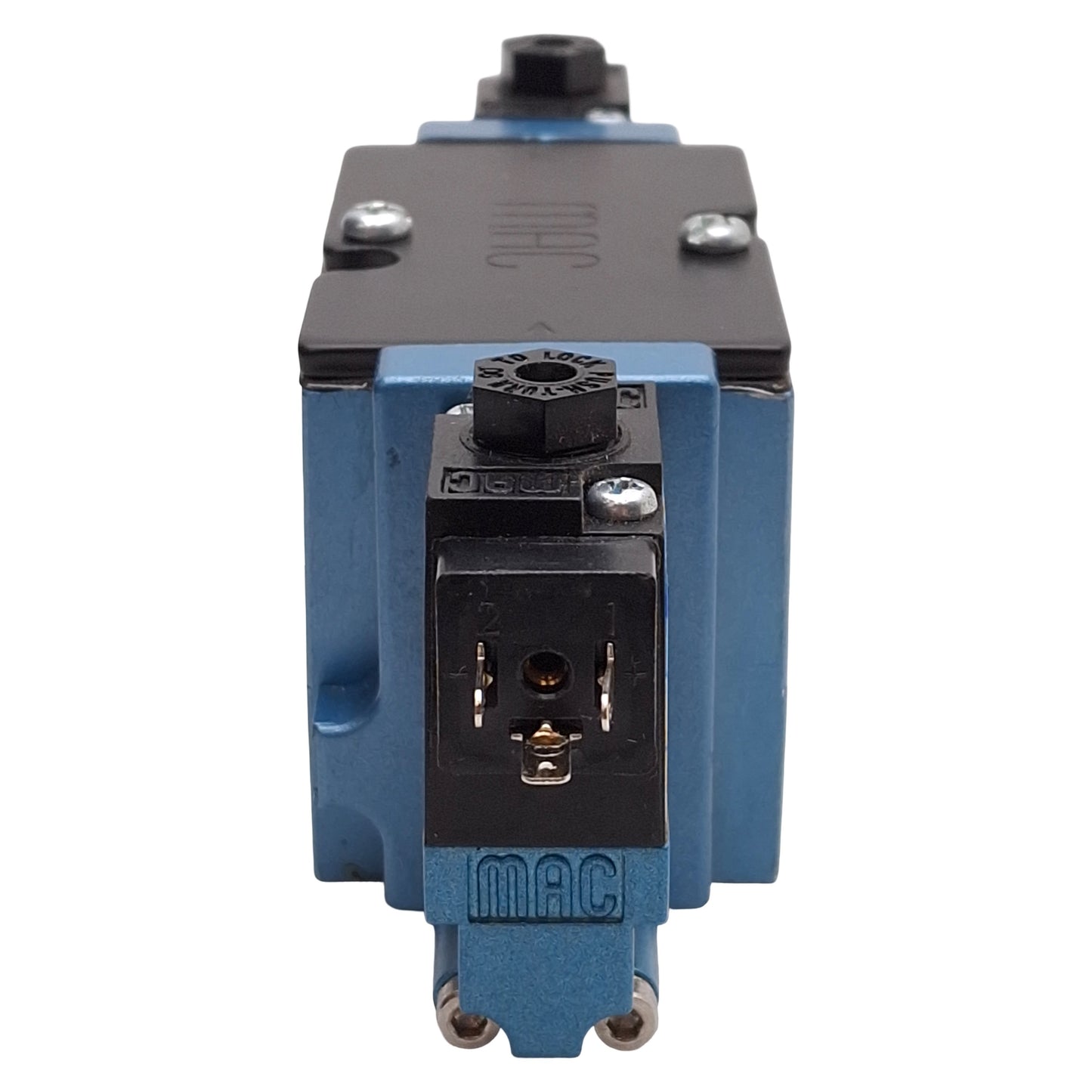Used Mac 82A-FB-000-TM-DAJ-2KD Dual Solenoid Valve, 4/3-Way, 25-150psi, 24VDC Coils