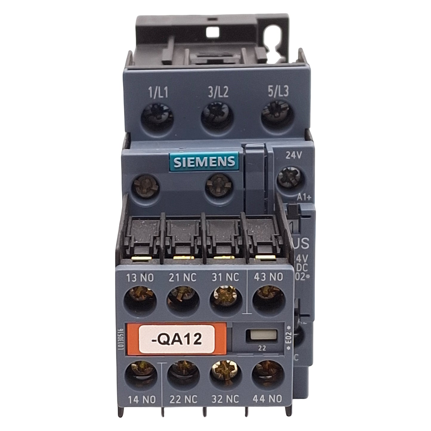 Used Siemens 3RT2026-1DB44-3MA0 Contactor, 3P, 2NO+2NC, 20HP @ 3Ø 575VAC, 24VDC Coil
