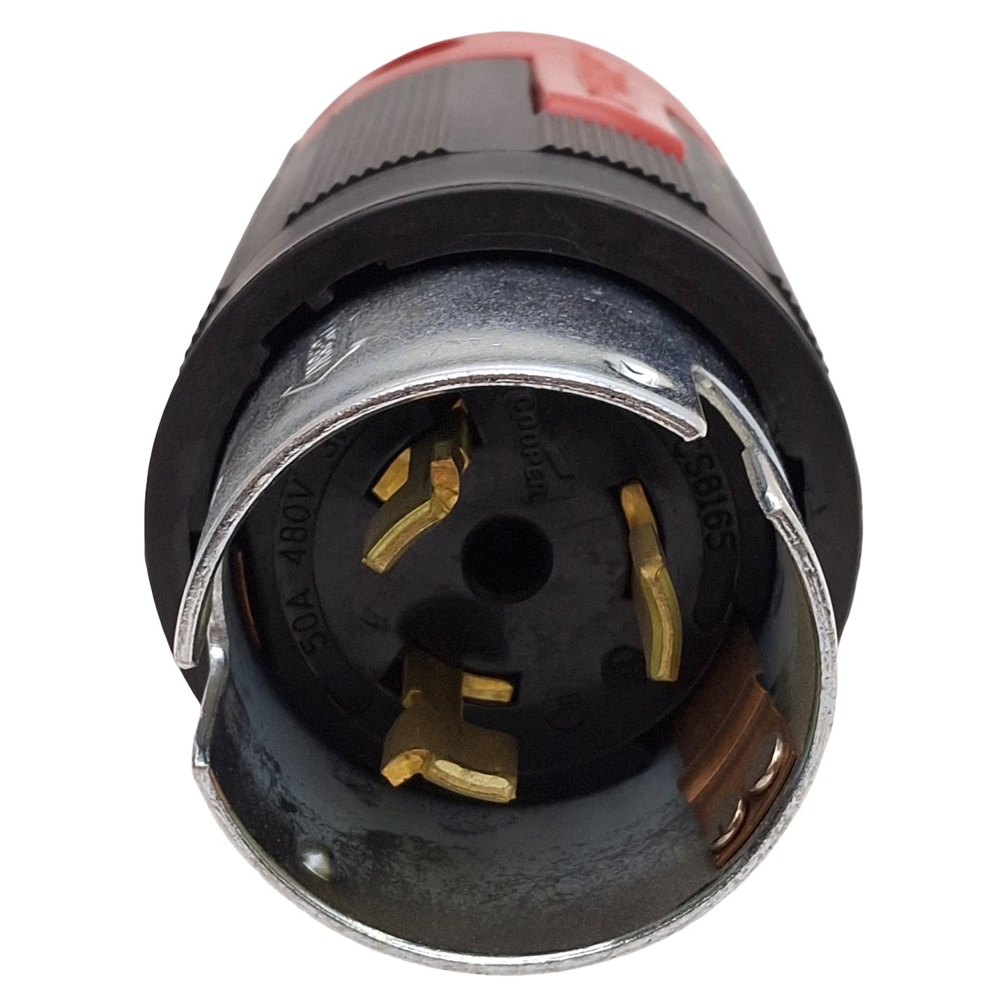 Used Cooper CS8165 Twist-Lock Male Plug, 3-Pole, 4-Wire Grounding, 3Ø 480VAC 50A
