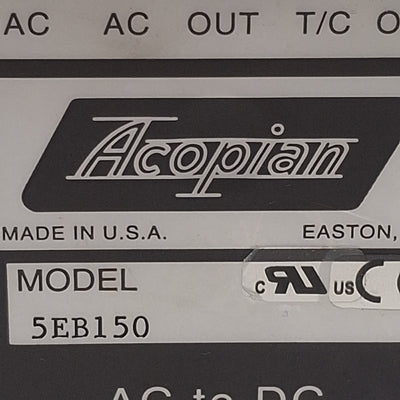 Used Acopian 5EB150 AC to DC Power Module, 105-125VAC In, 1.5A 5VDC Out, DIN Rail