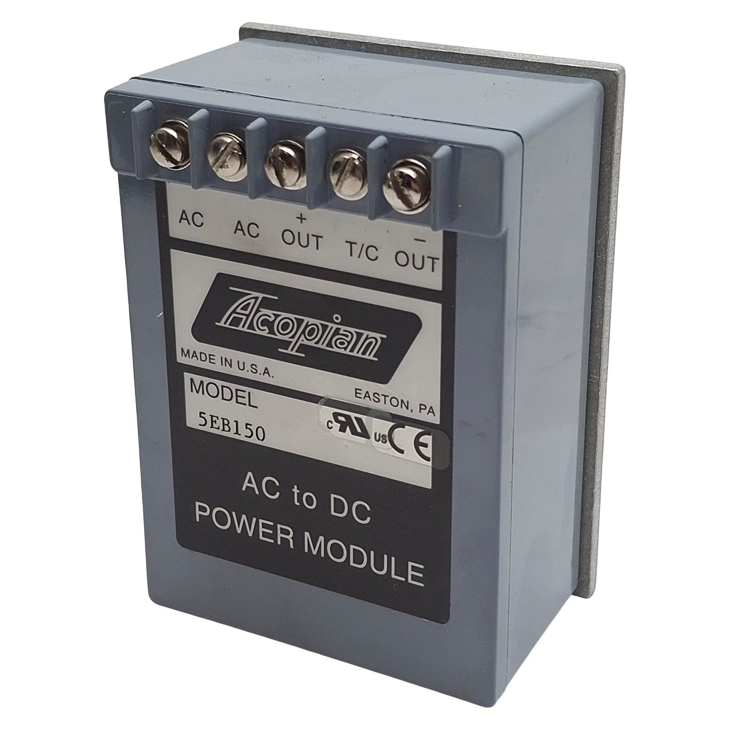 Used Acopian 5EB150 AC to DC Power Module, 105-125VAC In, 1.5A 5VDC Out, DIN Rail